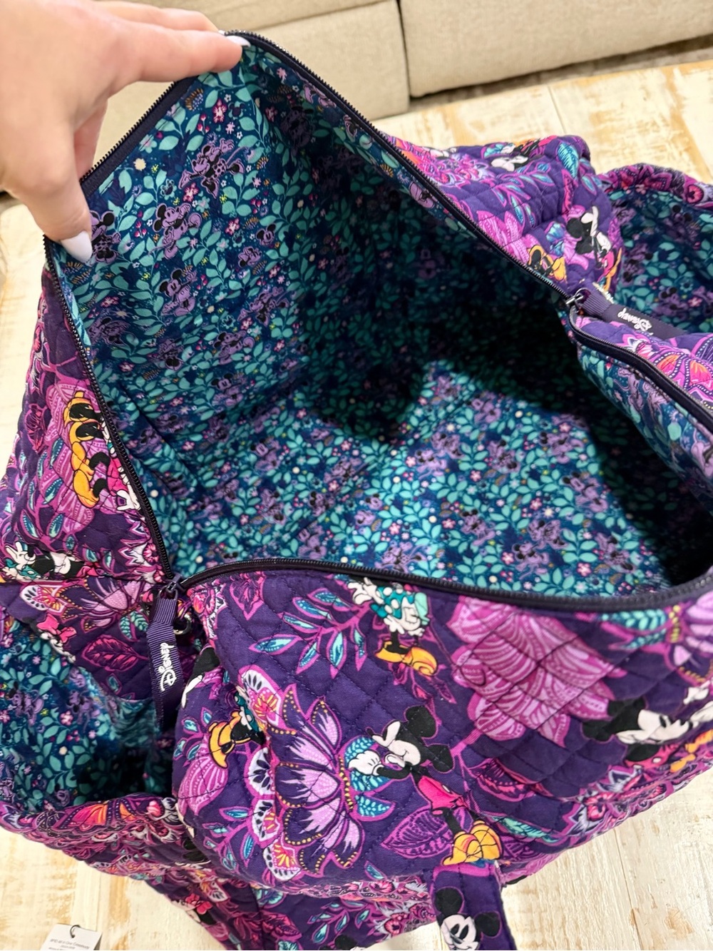 Disney Vera Bradley Mickey & Minnie’s Flirty Floral Large Travel Duffel Bag - Picture 13 of 14